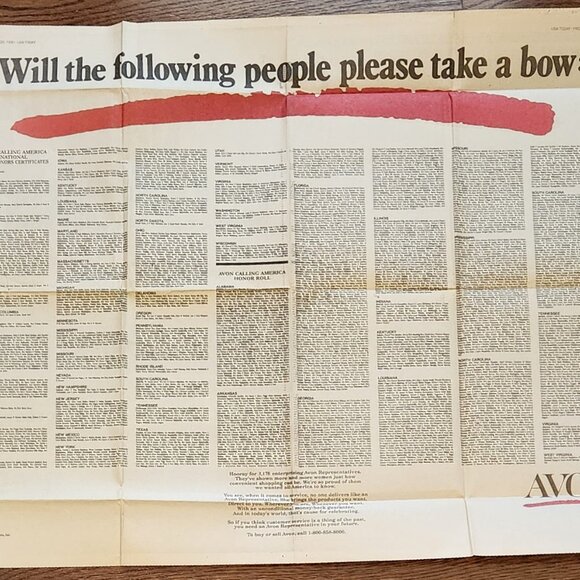 Avon' 1990 President's Club Miss P.E. Albee Award USA Today List of Awardees - Picture 3 of 5